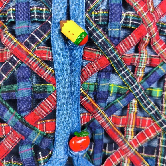 Vintage Oak Hill Patchwork Plaid Vest Apple Buttons Teacher Core Women's L - Picture 3 of 10